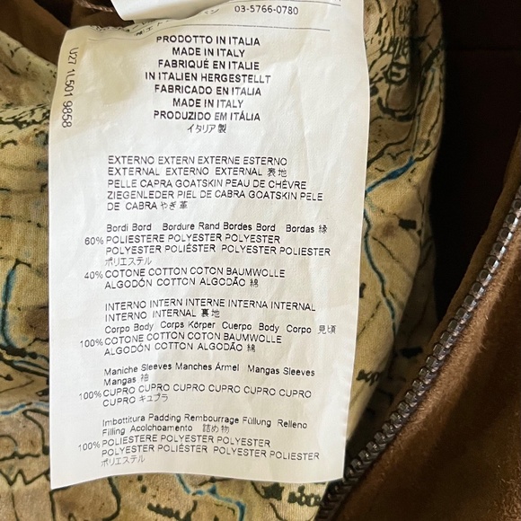 Etro Suede Goatskin Bomber Brown Jacket M size NEW without tags - Picture 6 of 7